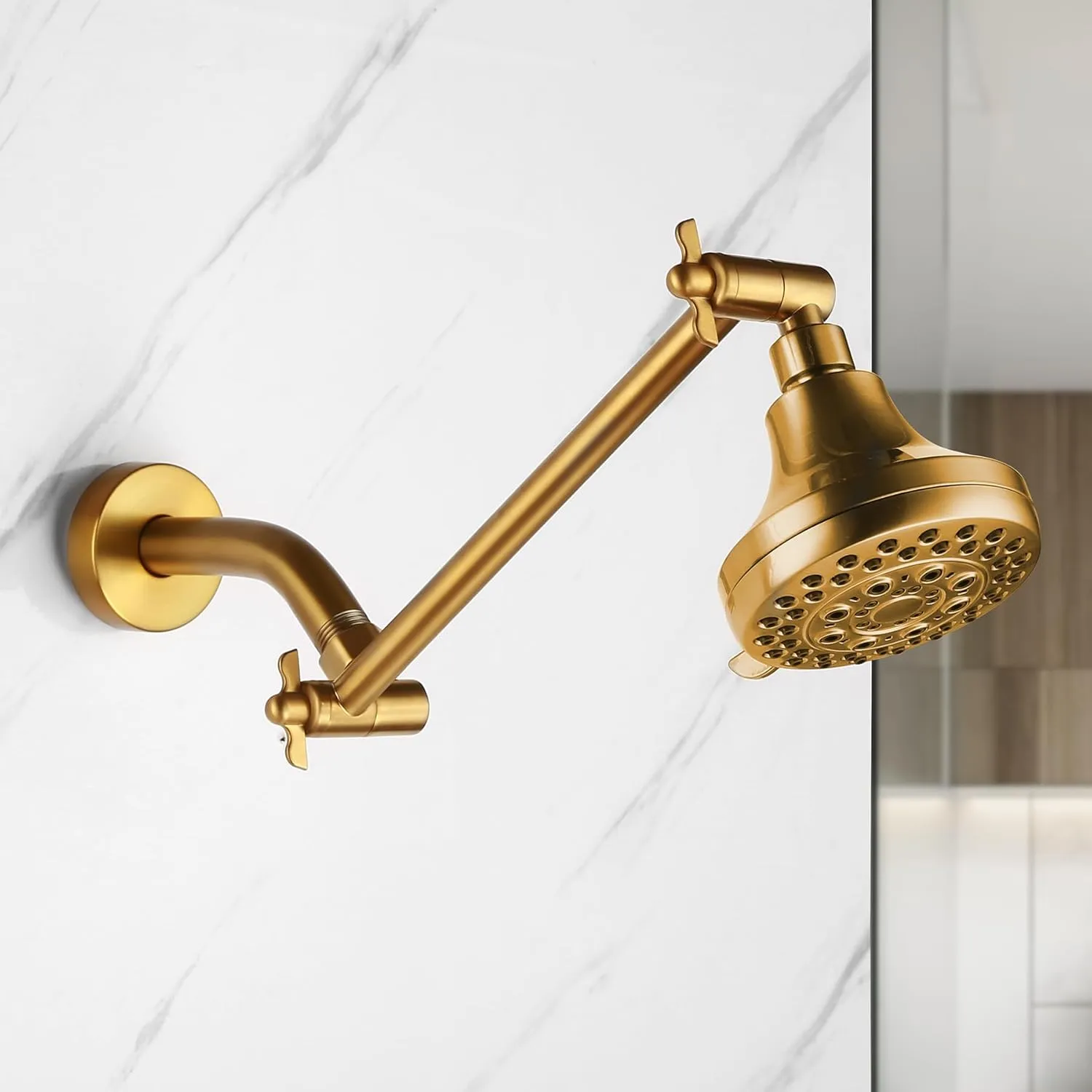 Shower Head Extension Arm, 10 Inch Adjustable Shower Arm for Rainfall Shower, Angle & Height Adjustable Extender with Universal Connector, Anti-Leak & Tool-Free Installation