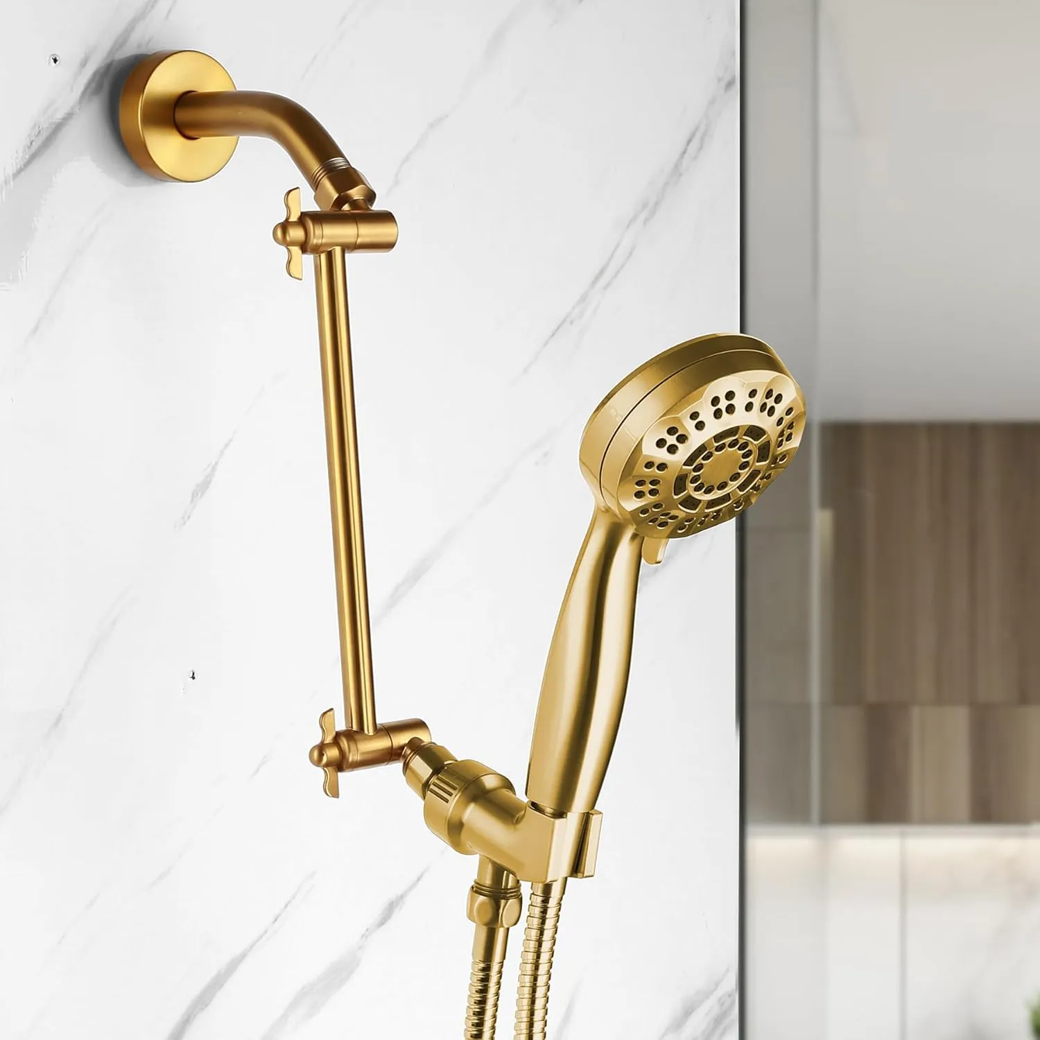 Shower Head Extension Arm, 10 Inch Adjustable Shower Arm for Rainfall Shower, Angle & Height Adjustable Extender with Universal Connector, Anti-Leak & Tool-Free Installation