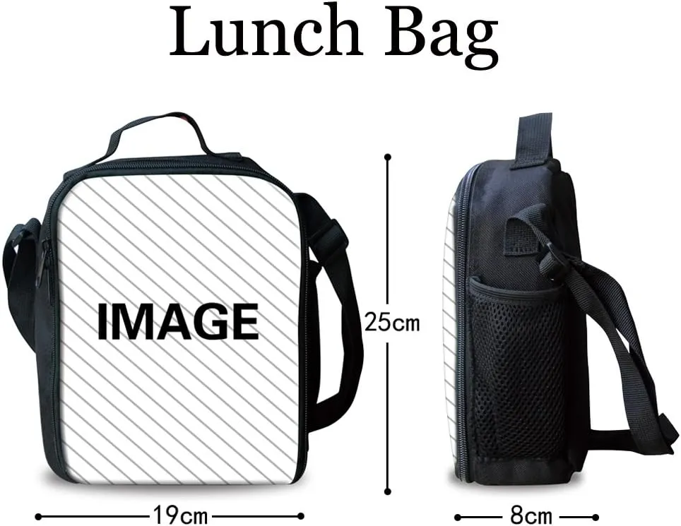 Showudesigns Ghost Backpack for Girls 8-12 Kids' School Bag and Lunch Box Boys Elementary Student Bookbag Cute Lunch Bag School Supplies Pencil Case Black Purse