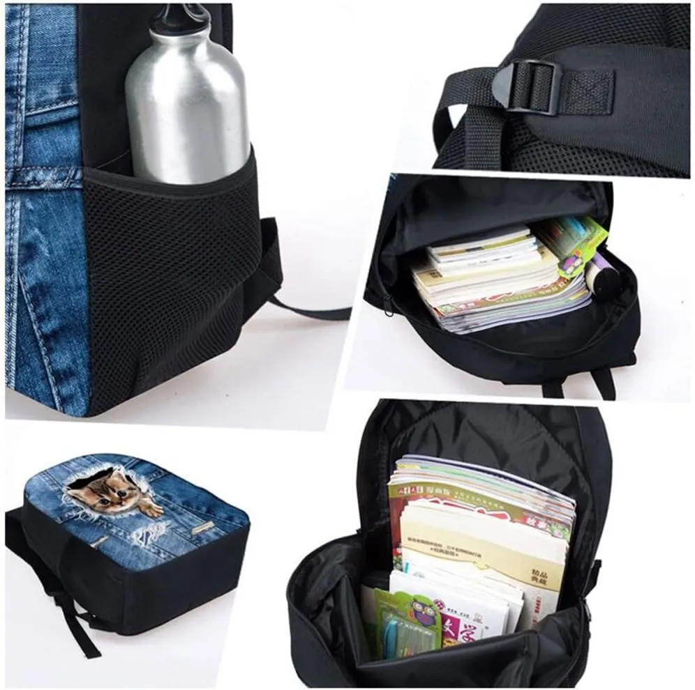 Showudesigns Ghost Backpack for Girls 8-12 Kids' School Bag and Lunch Box Boys Elementary Student Bookbag Cute Lunch Bag School Supplies Pencil Case Black Purse