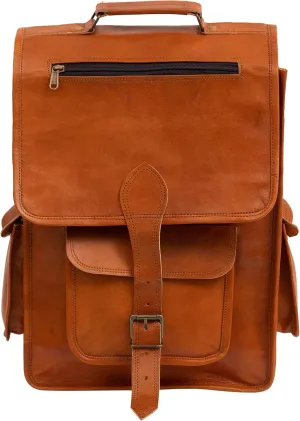 Shy Shy Let's Touch The Sky 16" Vintage leather Backpack Laptop Messenger Bag Lightweight College Rucksack Sling for Men Women