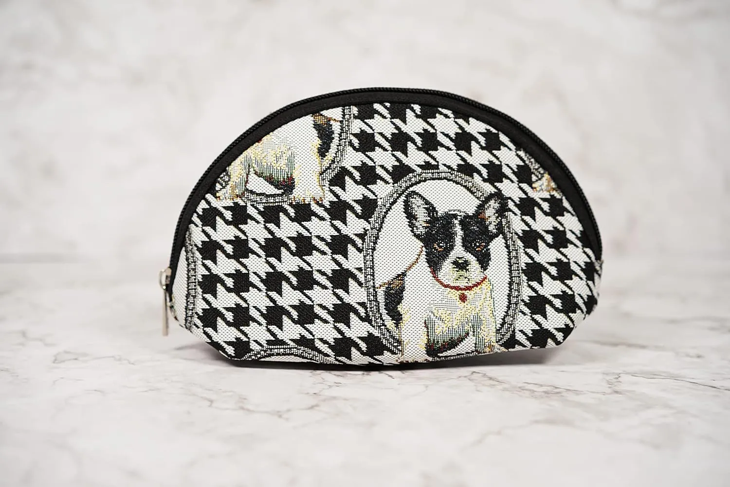 Signare Tapestry Cosmetic Bag Toiletry Makeup Bag for Women With French Bulldog Design (COSM-FREN)