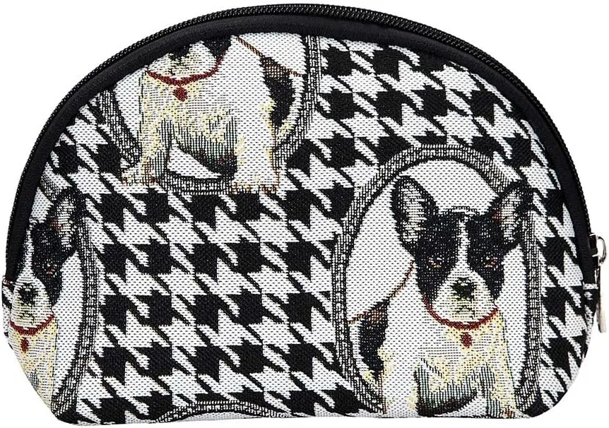 Signare Tapestry Cosmetic Bag Toiletry Makeup Bag for Women With French Bulldog Design (COSM-FREN)