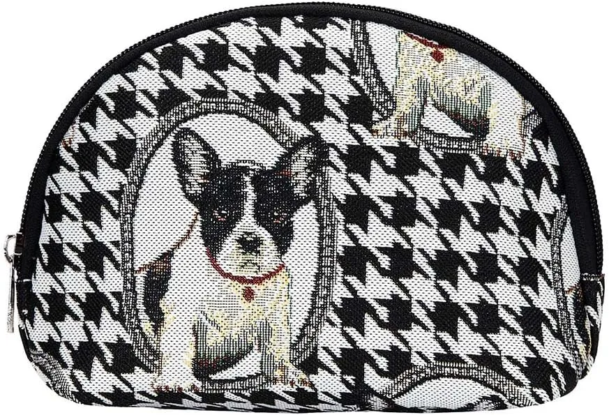 Signare Tapestry Cosmetic Bag Toiletry Makeup Bag for Women With French Bulldog Design (COSM-FREN)