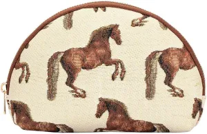 Signare Tapestry Cosmetic Bag Toiletry Makeup Bag for Women With Running Horse Design (COSM-RHOR)