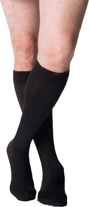 SIGVARIS Men’s Style Microfiber 820 Closed Toe Calf-High Socks 20-30mmHg - Extra Large Short - Black