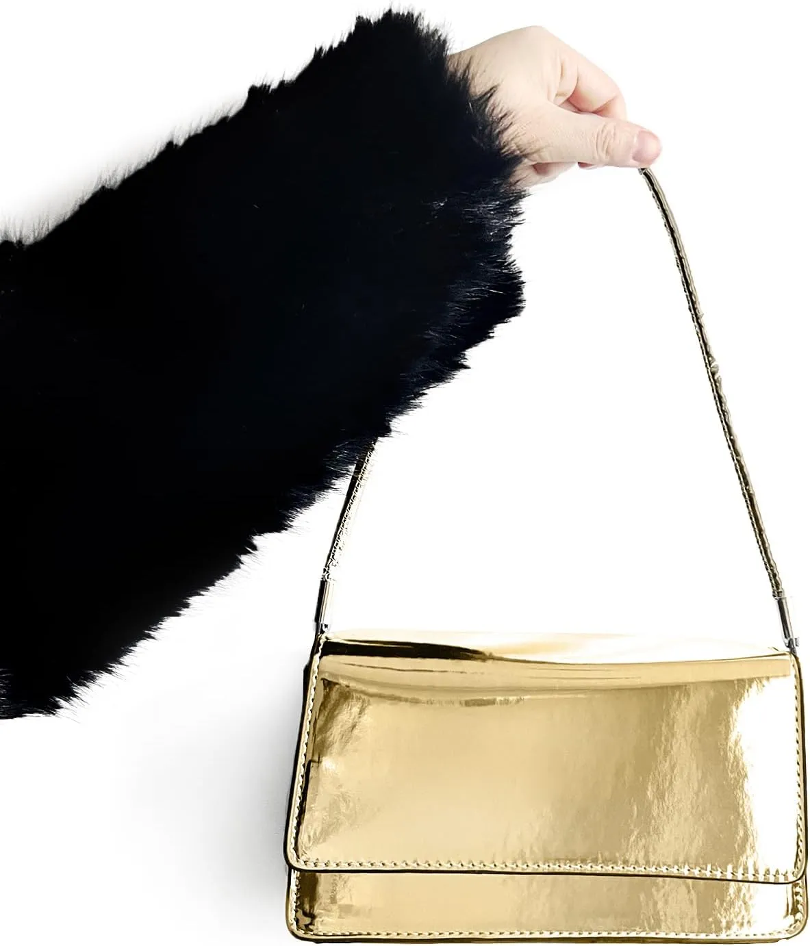 Silver Bag Evening Clutch Bag Sparkly Satchel Patent Leather Y2K Handbag Crossbody Metallic Purses for Party.