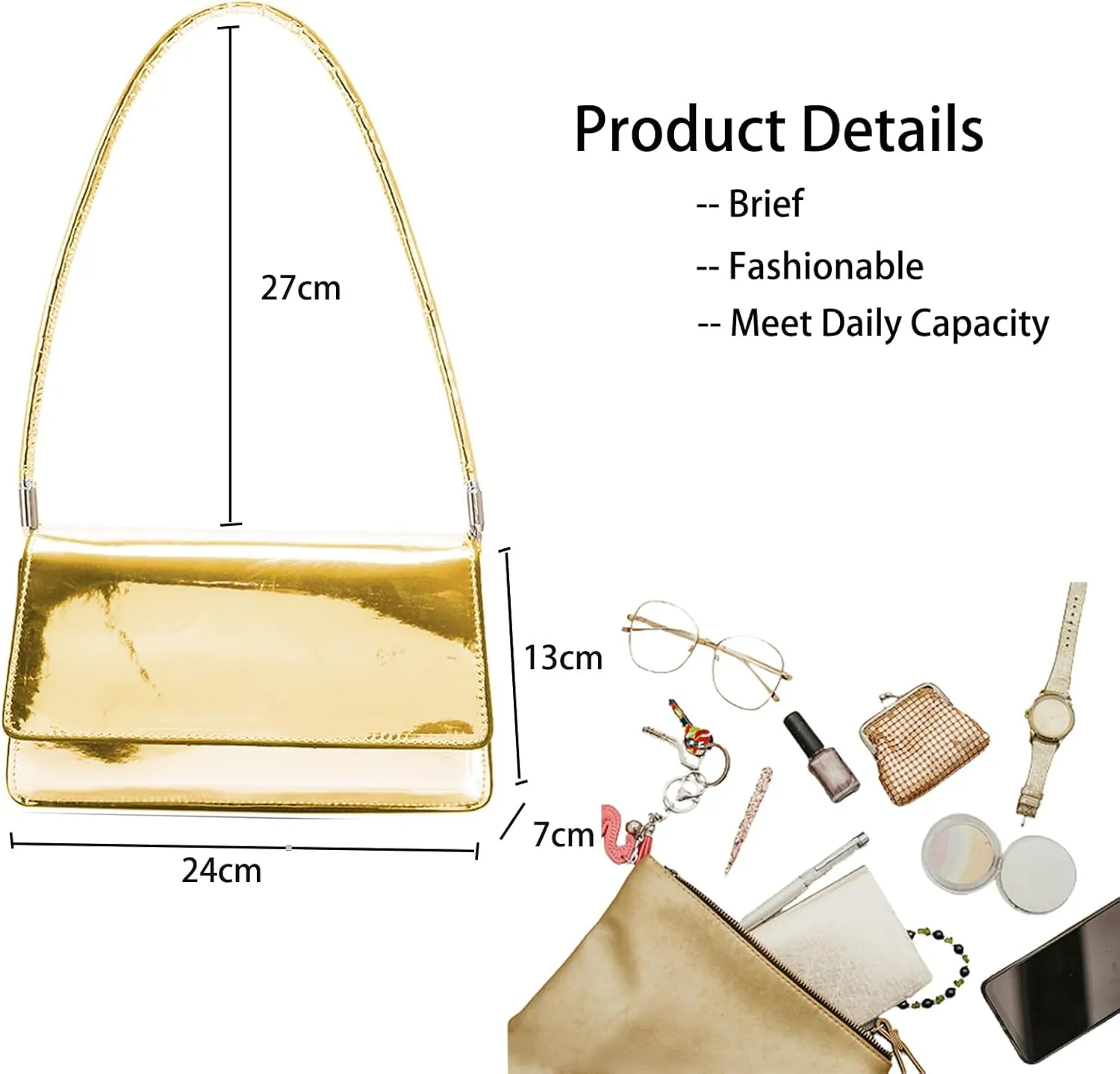 Silver Bag Evening Clutch Bag Sparkly Satchel Patent Leather Y2K Handbag Crossbody Metallic Purses for Party.