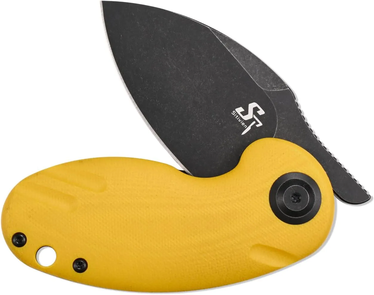 Sitivien ST153 Pocket Folding Knife,Sandvik 14C28N Black Stonewashed Blade with G10 Handle,Chinese Zodiac Series EDC Tool Knifes Utility Knife for Camping Hunting Survival Hiking(Yellow) … …