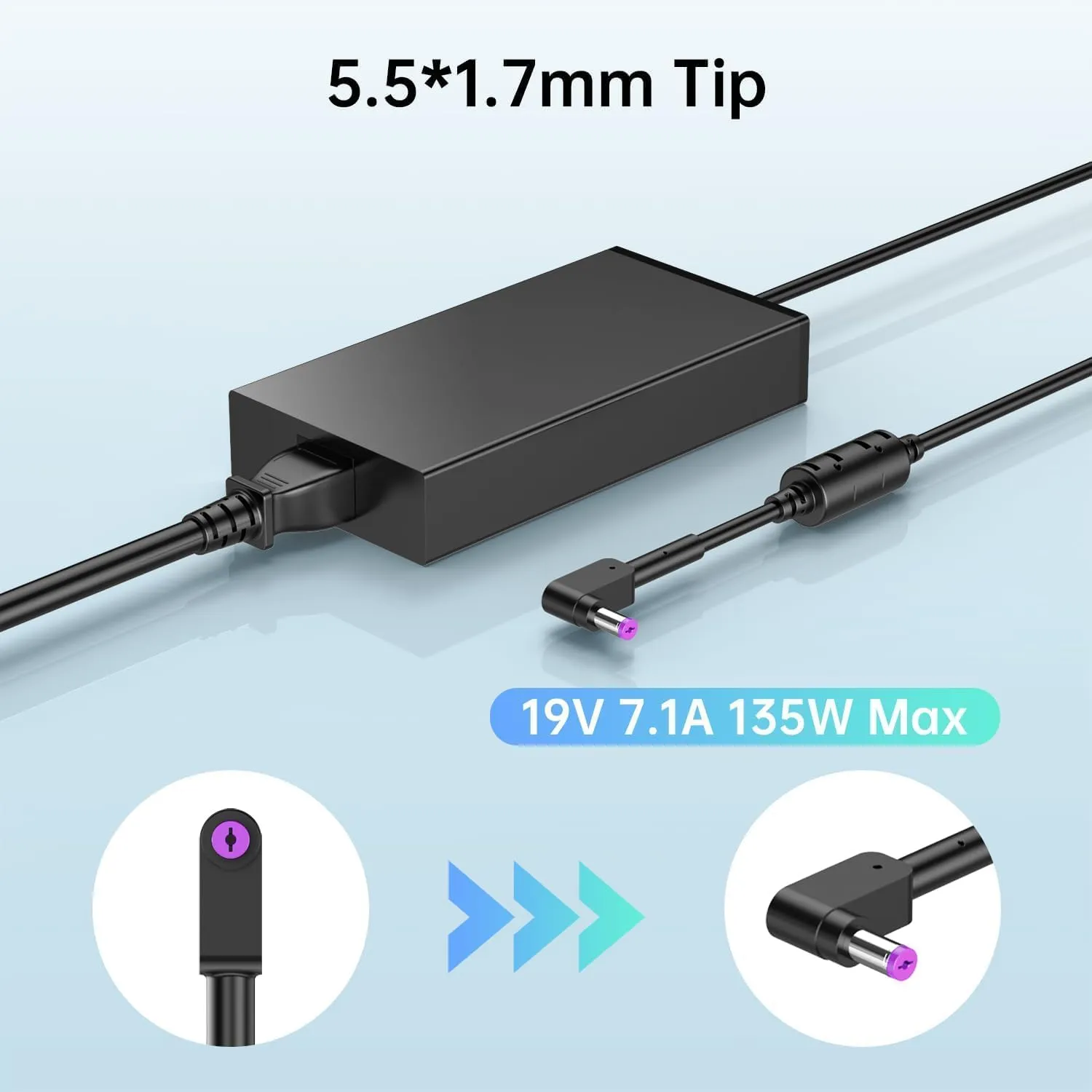 Slim Nitro 5 Charger for Acer Nitro 5 Gaming Laptop AN515-54 515-55 515-53 515-57 515-44 515-51 N18C3 515-31 515-41 515-43 515-45 515-56 N18C4 Acer 135W AC Adapter Power Supply