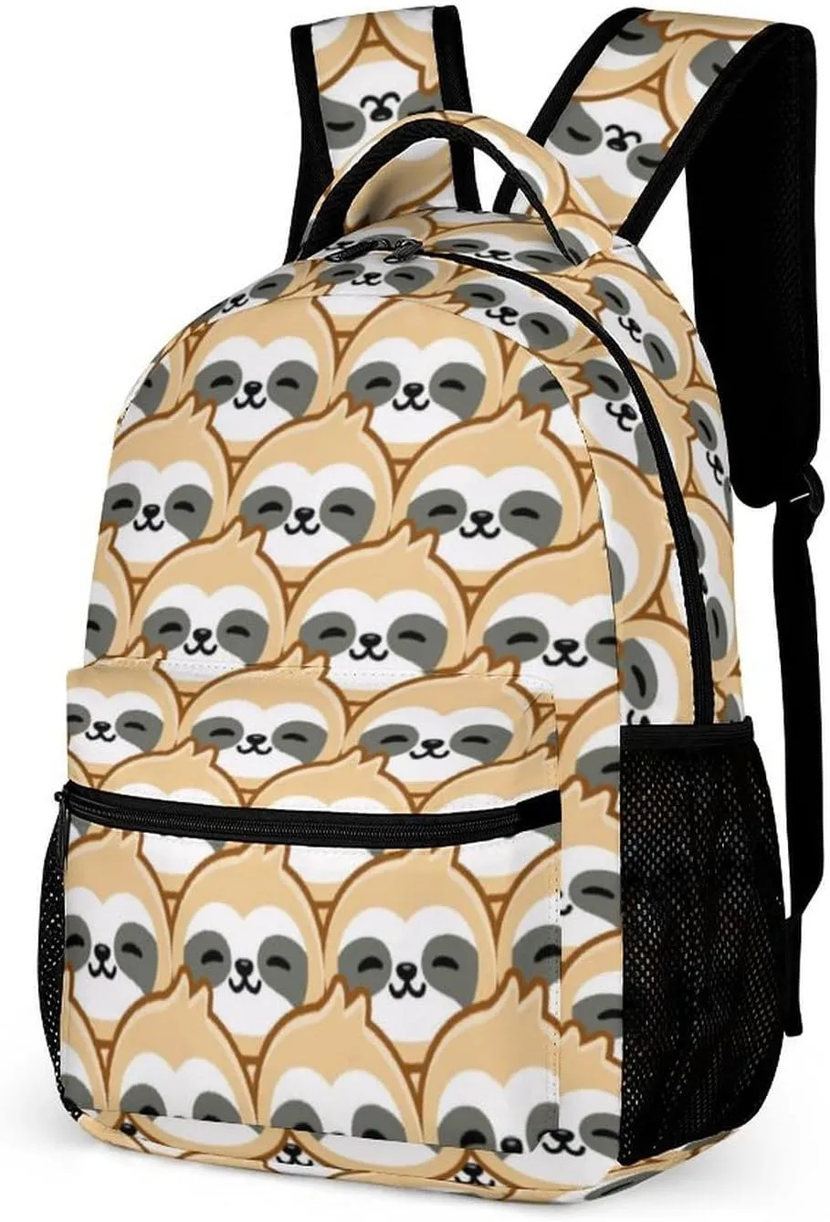 Sloth Backpack for Kids Girls Boys School, 16 Inches Cute Sloths Theme Bookbag, Adjustable, Lightweight, Large Capacity, Colorful Daily Casual Backpacks