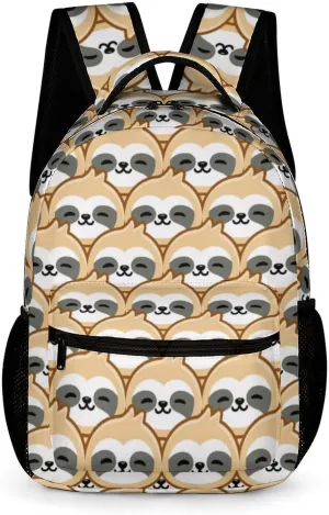 Sloth Backpack for Kids Girls Boys School, 16 Inches Cute Sloths Theme Bookbag, Adjustable, Lightweight, Large Capacity, Colorful Daily Casual Backpacks