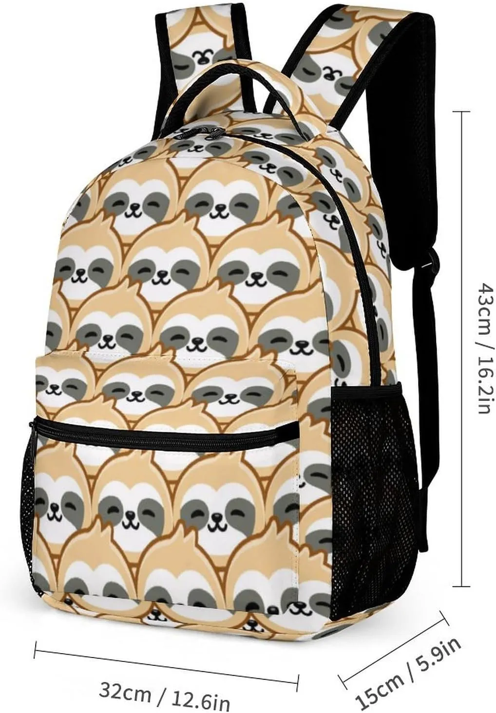 Sloth Backpack for Kids Girls Boys School, 16 Inches Cute Sloths Theme Bookbag, Adjustable, Lightweight, Large Capacity, Colorful Daily Casual Backpacks