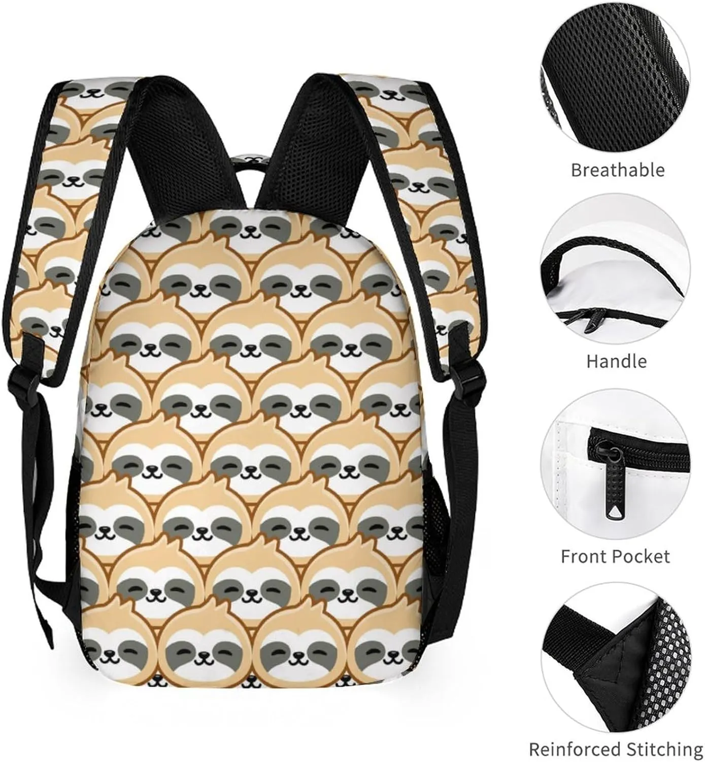 Sloth Backpack for Kids Girls Boys School, 16 Inches Cute Sloths Theme Bookbag, Adjustable, Lightweight, Large Capacity, Colorful Daily Casual Backpacks