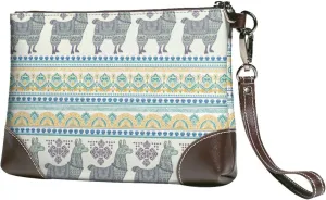 Small Clutch Purses for Women - Exotic Cute Alpaca Llama Vintage Leather Wristlet Wallets for Women with Wrist Strap