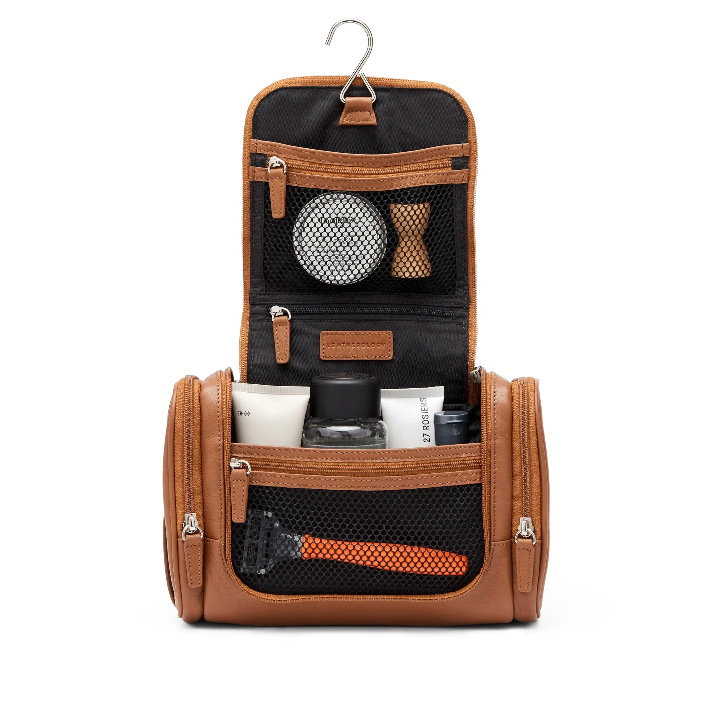 Small Hanging Toiletry Kit Cognac