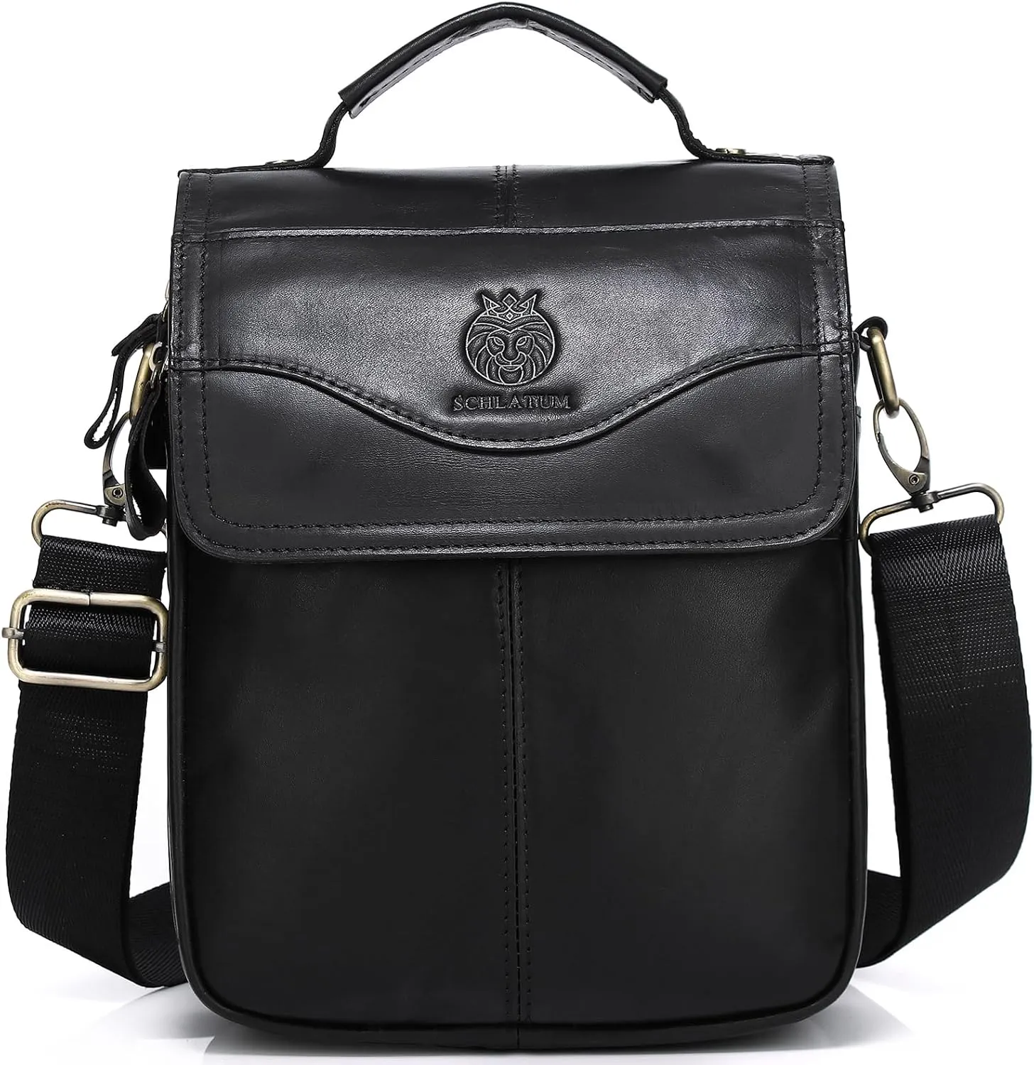 Small Leather Messenger Bag for Men Genuine Leather Crossbody Shoulder Bag Men Purse Man Bag with Multiple Pockets