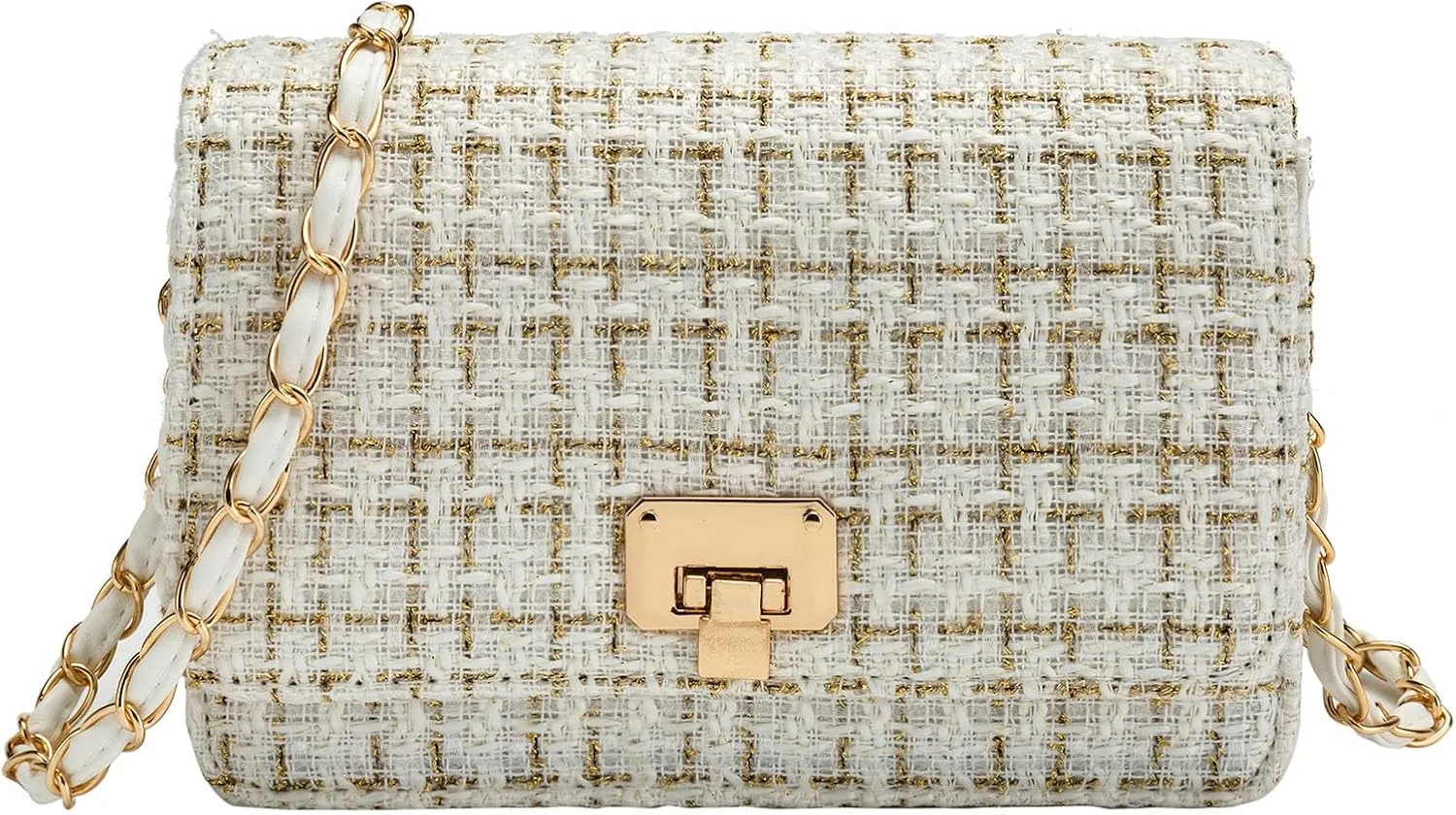 Small Shoulder Bag for Women Mini Purse Handbag PU Leather Crossbody Evening Bag Quilted Satchel, with Chain Strap
