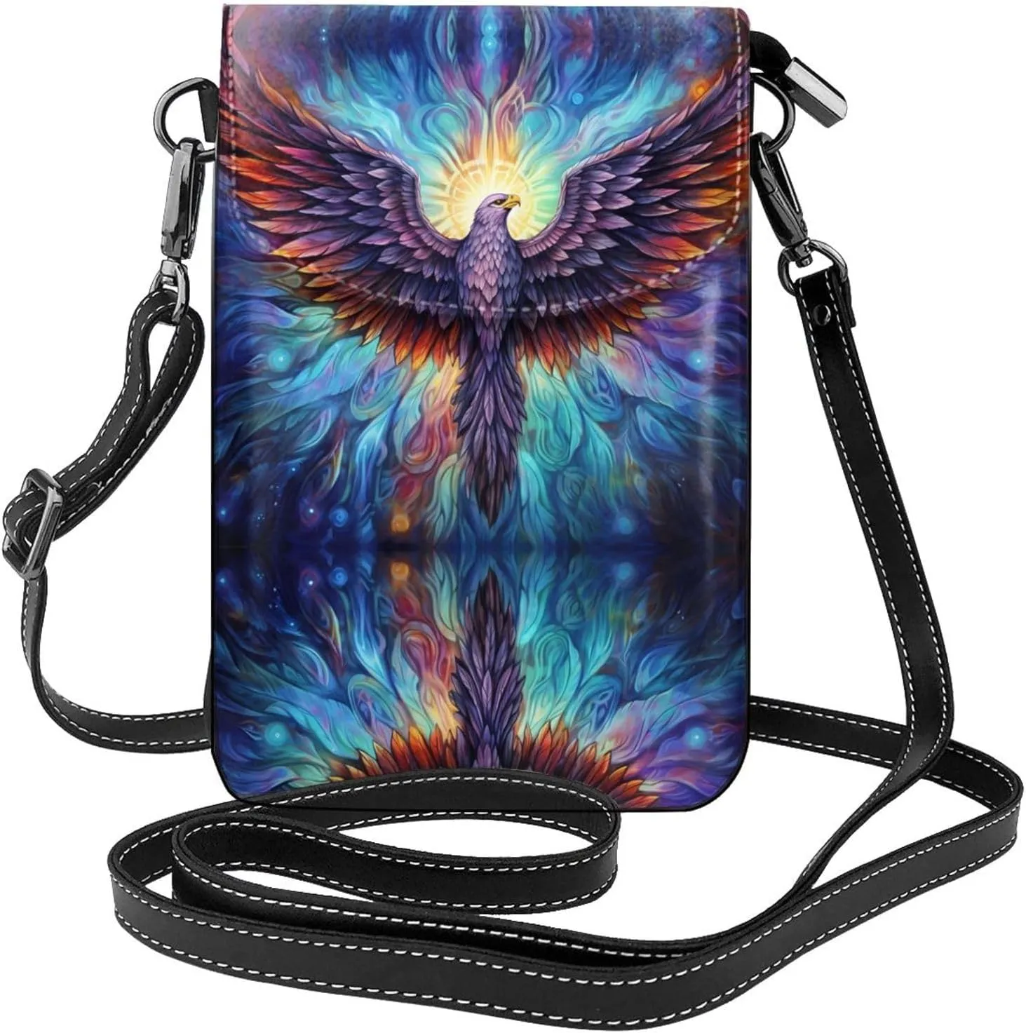 Smoke Eagle Printing Leather Crossbody Flap Phone Bag - Versatile Gift for Women Walking, Camping, Shopping, and Travel
