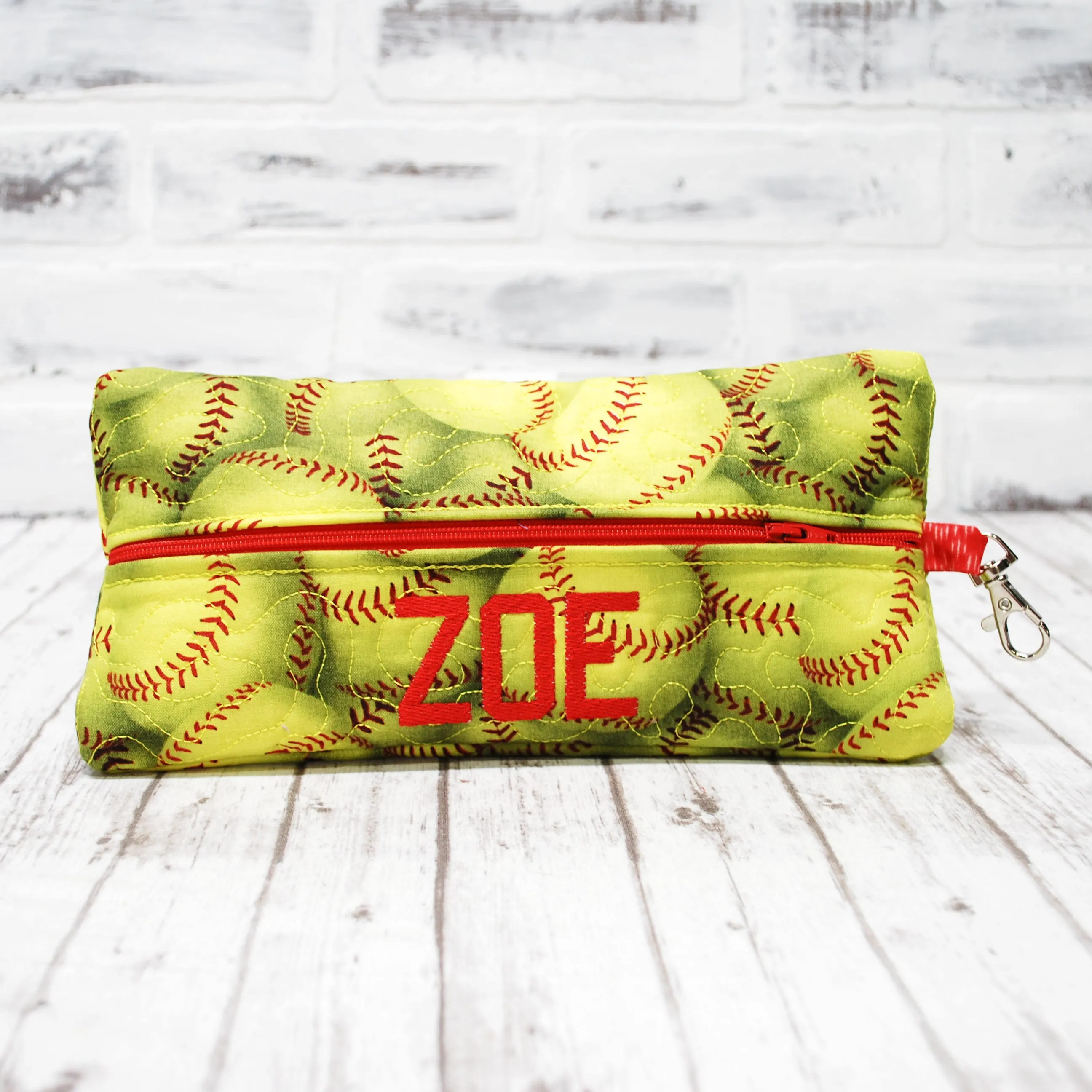 Softball Personalized Quilted Pouch