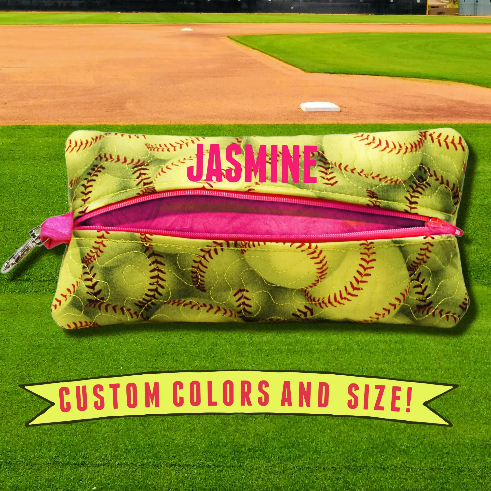 Softball Personalized Quilted Pouch