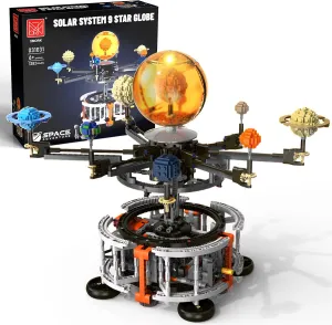Solar System Building Set for Kids, STEM Toys with Rotatable Handle Mechanical Gears Lights, Space Toys for Home School Science Learning, Birthday Gifts for Boys Girls Ages 6-12(1282pcs)