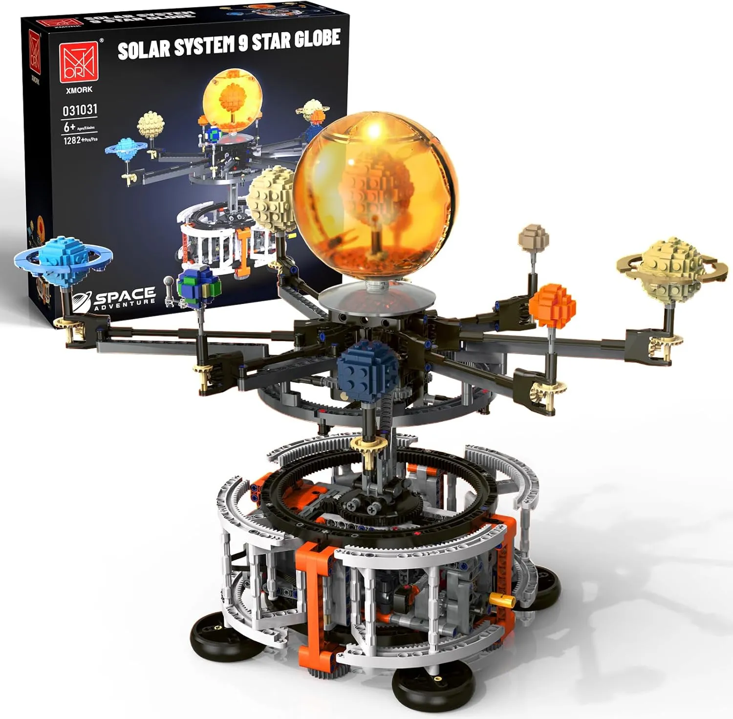 Solar System Building Set for Kids, STEM Toys with Rotatable Handle Mechanical Gears Lights, Space Toys for Home School Science Learning, Birthday Gifts for Boys Girls Ages 6-12(1282pcs)