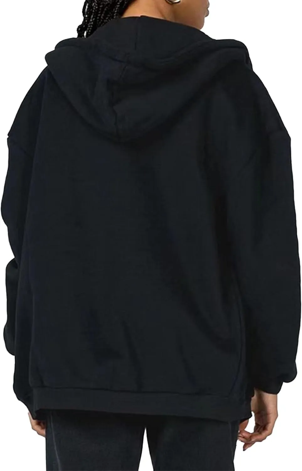 SOMTHRON Women's Casual Hooded Sweatshirts Casual Long Sleeve Hoodies Zip Up Oversized Solid Jacket Outerwear