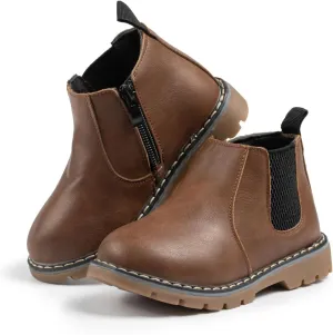 Sonsage Boy Girl Ankle Boots Waterproof Non-Slip Leather Chelsea Boots Little Kids Toddler Snow Winter Combat Ankle Work Booties Size US 5.5-9.5