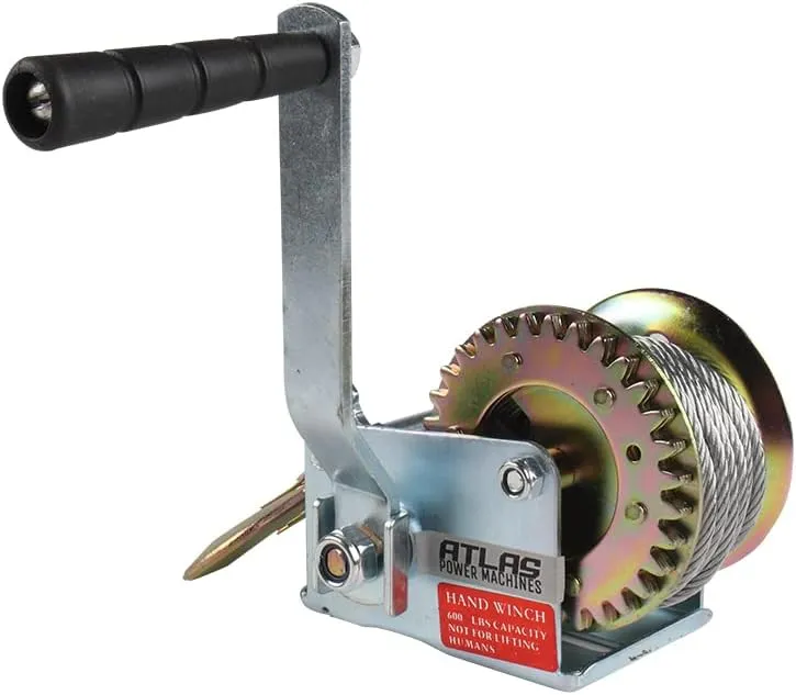 South Bend Components Atlas Power Machines Boat/Trailer Hand Winch, 600-lb with Heavy Duty Steel Cable
