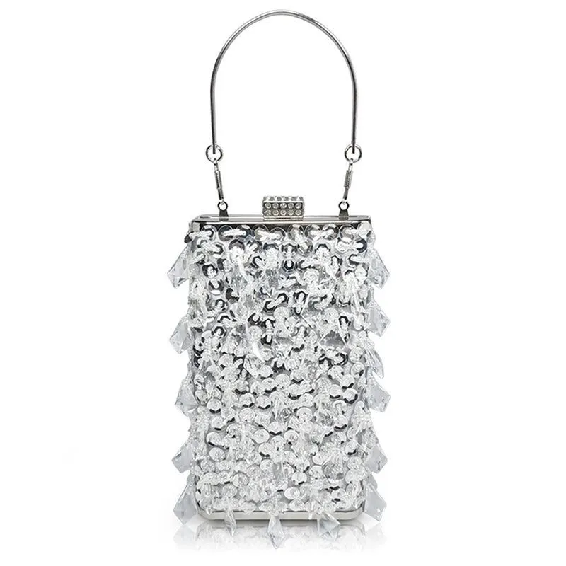 Sparkly Black Silver Crystal Evening Clutch