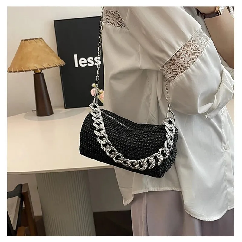 Sparkly Silver Clutch Handbag for Women