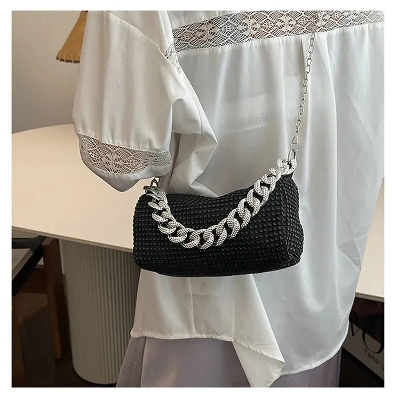 Sparkly Silver Clutch Handbag for Women