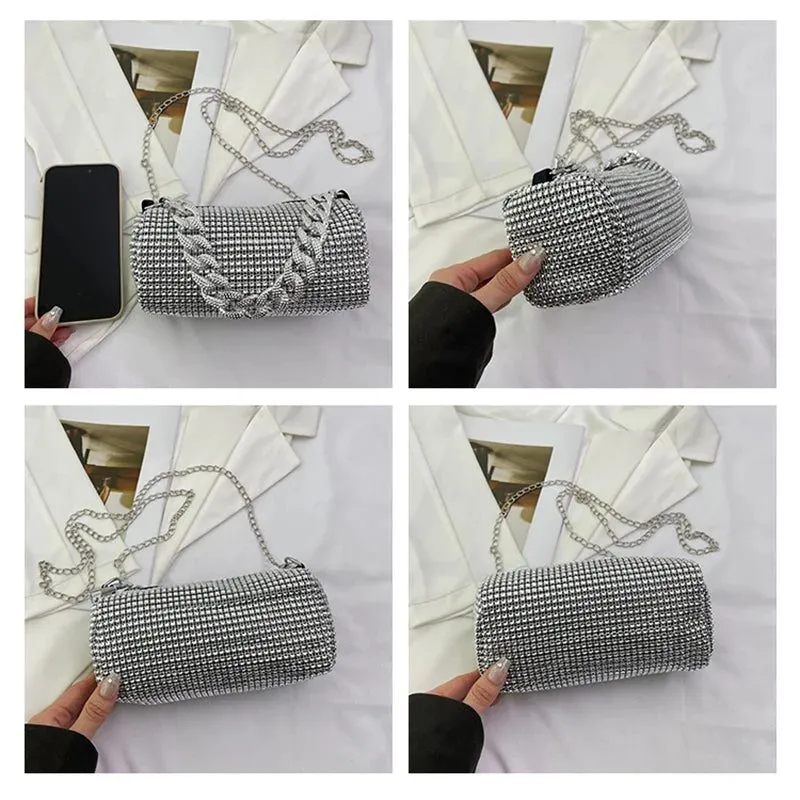 Sparkly Silver Clutch Handbag for Women