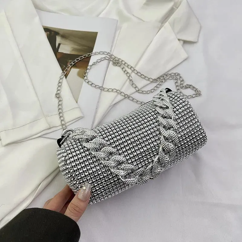 Sparkly Silver Clutch Handbag for Women