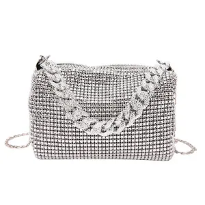 Sparkly Silver Clutch Handbag for Women