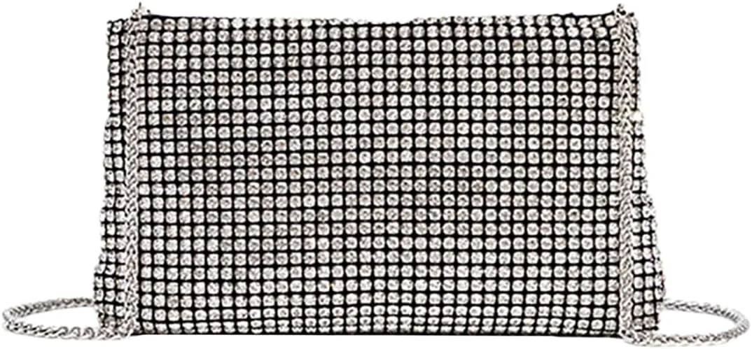 Sparkly Women Rhinestone Clutch Purse Stylish Diamonds Handbag Commuting Shoulder Purse for Casual Formal