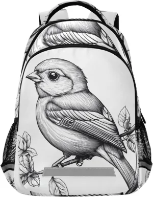 Sparrow Bird Sitting Backpack for Boys Girls Kids Elementary Bookbag School Bag Students Daypack Travel Rucksack