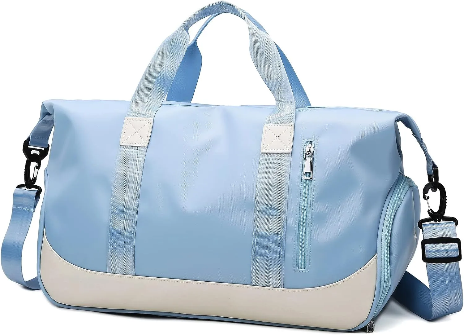 Sports Duffel Bags for Women and Men Portable gym bag with Wet Pocket & Separate Shoes Compartment Short Travel Organizer Tote Shoulder Bag (Sky Blue)