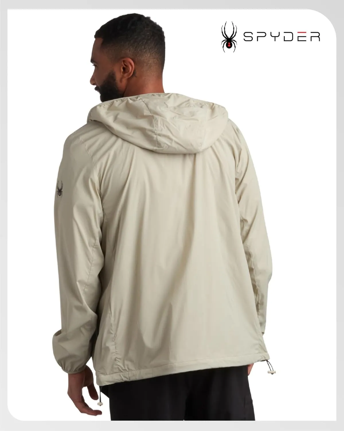Spyder Mens Windbreaker Jacket - Lightweight Wind & Water Resistant Rain Coat for Men, Hooded Rain Jacket Men for Travel Golf