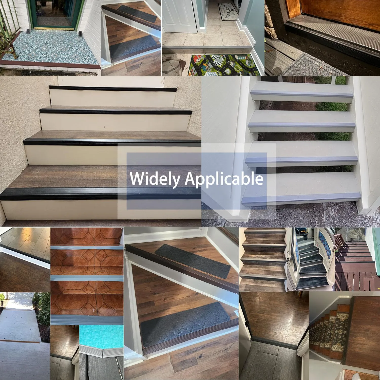 Stair Nosing 12Ft - Brown Rubber Stair Edge Protector - Vinyl Stair Nose Molding - Stair Nose Edge Trim for Steps - for Indoor and Outdoor - Non Slip and Waterproof