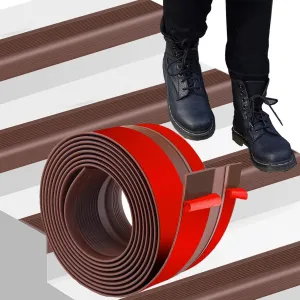 Stair Nosing 12Ft - Brown Rubber Stair Edge Protector - Vinyl Stair Nose Molding - Stair Nose Edge Trim for Steps - for Indoor and Outdoor - Non Slip and Waterproof