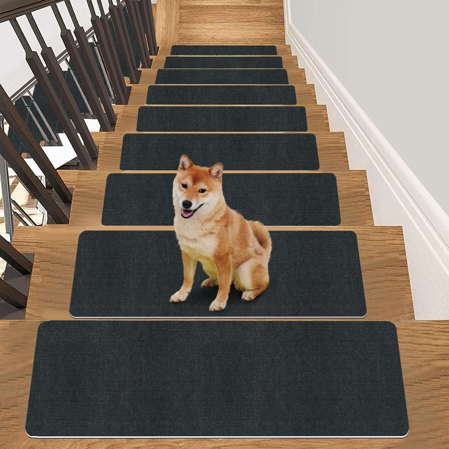 Stair Treads for Wooden Steps Indoor Stair Treads Rugs Anti Slip Carpet for Stairs Runner Non Slip Carpet Mat Rugs Spiral Staircase kit for Elder and Kids