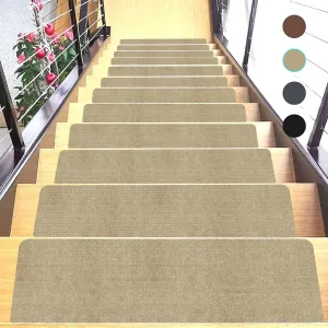 Stair Treads for Wooden Steps Indoor/Outdoor Stair Treads Rugs Anti-Slip Carpet for Stairs Runner Non-Slip Carpet Mat Rugs Spiral Staircase Kit for Elder and Kids