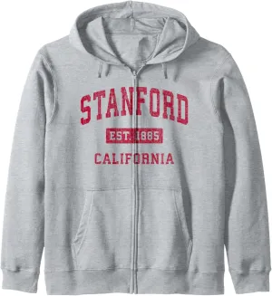 Stanford California CA Vintage Athletic Red Sports Design Zip Hoodie