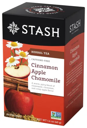 Stash Tea Cinnamon Apple Chamomile Herbal Tea - Naturally Caffeine Free, Non-GMO Project Verified Premium Tea with No Artificial Ingredients, 20 Count (Pack of 6) - 120 Bags Total