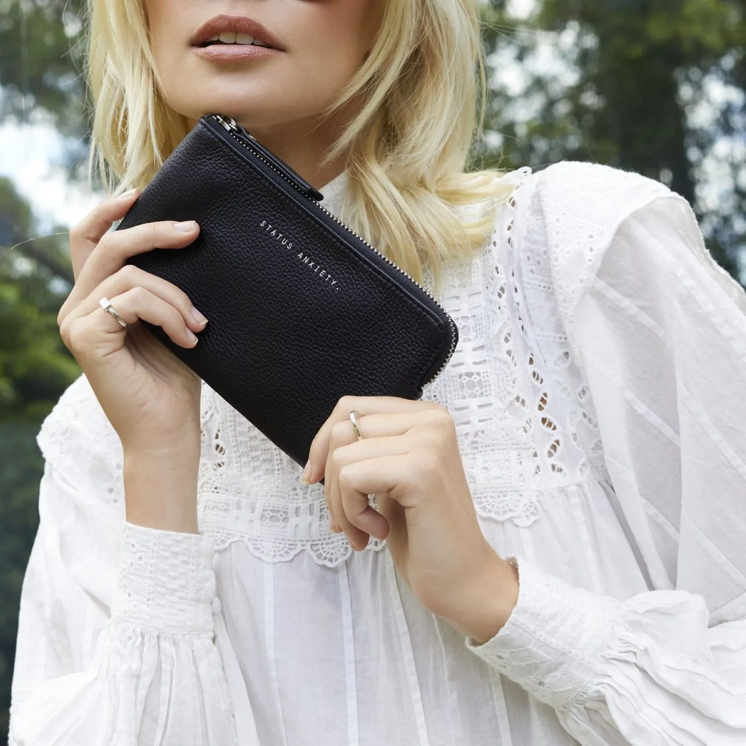 Status Anxiety Smoke And Mirrors Zip Leather Pouch