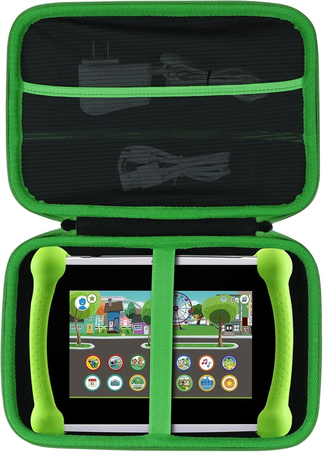 Storage Case Compatible with Leapfrog LeapPad Academy/LeapPad Ultimate/Epic Academy Edition 7-Inch Touchscreen Learning Tablet (Black   Green Case)