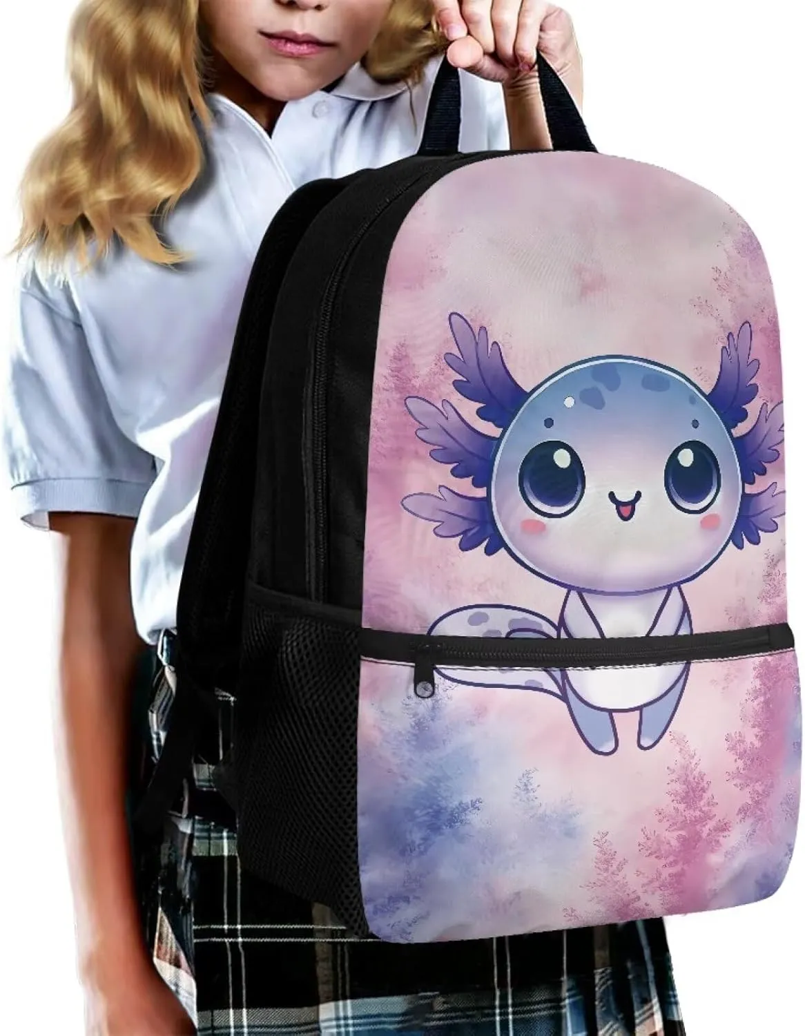 Style Axolotl Backpack for Girls Sturdy Backpack Students Laptop Bag Boys School Bags 5Th Grade Bookbag Workout Light Weight Travel Vacation Supplies