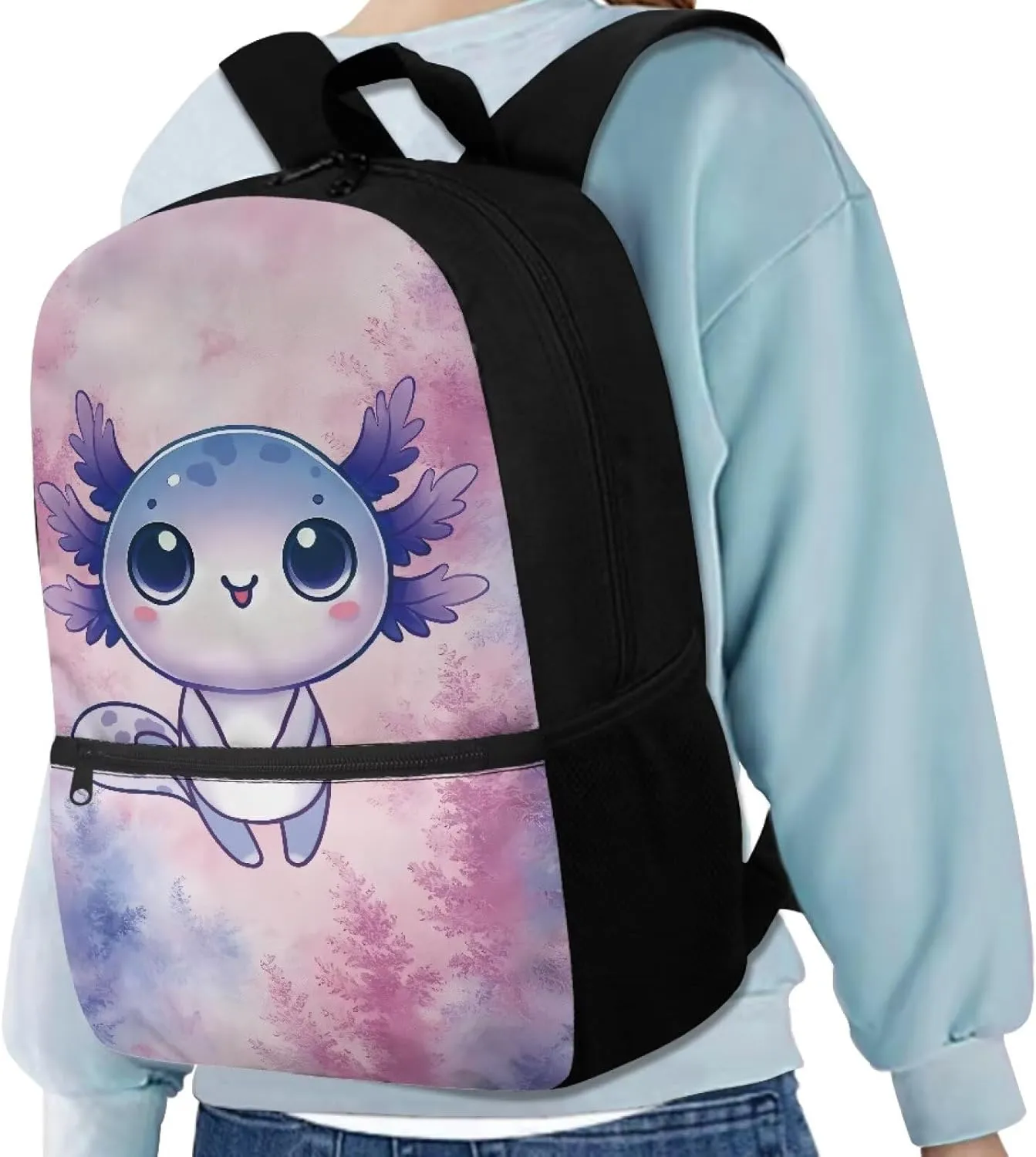 Style Axolotl Backpack for Girls Sturdy Backpack Students Laptop Bag Boys School Bags 5Th Grade Bookbag Workout Light Weight Travel Vacation Supplies